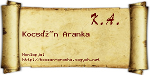 Kocsán Aranka névjegykártya