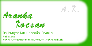 aranka kocsan business card